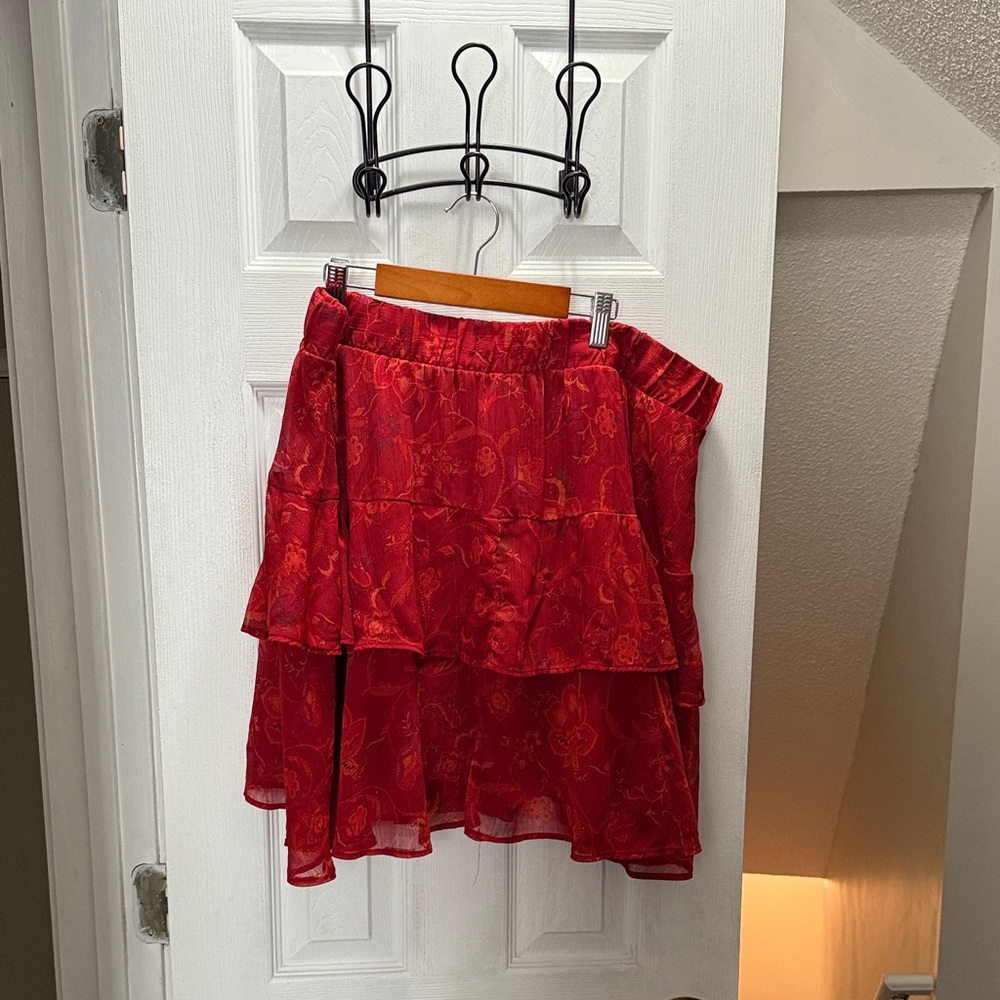 Torrid Red Asymmetrical Tiered Skirt